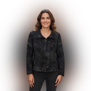 JM Collection Metallic Black Teddy Jacket